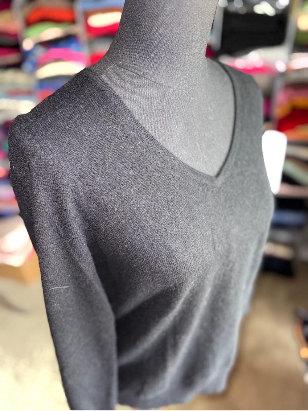 Classic Black V-Neck Cashmere Sweater